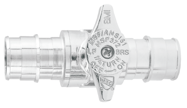 BMI 09105 3/4"EXP x 3/4"EXP Straight Stop - Chrome Plated Valve - 1/4 Turn - Lead Free