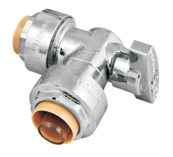 BMI 38909 1/2"P.F x 1/2"P.F Angle Stop - Chrome Plated Valve - 1/4 Turn - Lead Free