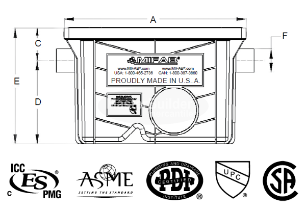 Mifab MI-G-2-PL Lil-Max 10 GPM 20 Lbs. Capacity HDPE Grease Interceptor