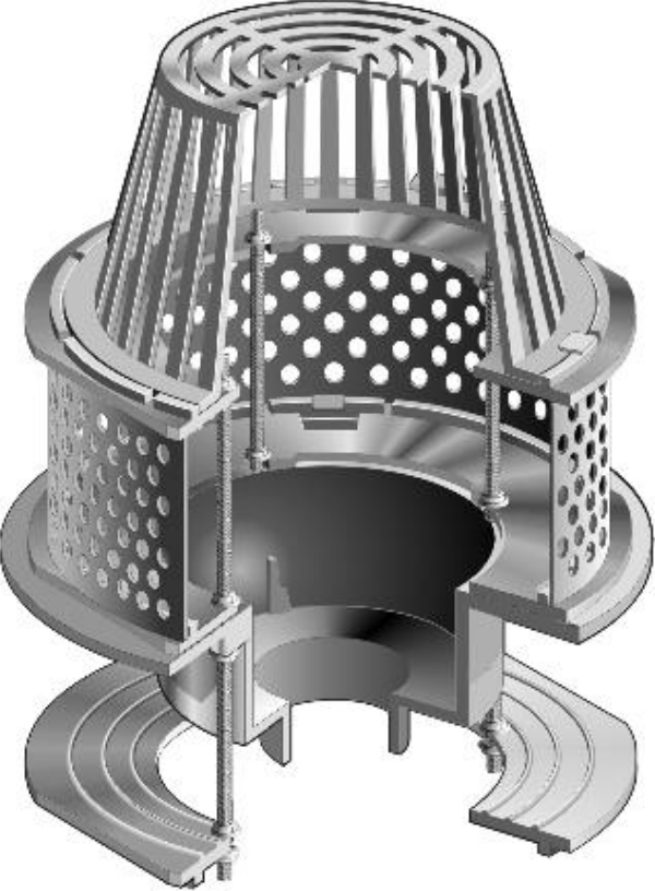 MIFAB R1200-JC 15" Roof Drain with Stainless Steel 6" High Ballast Guard for IRMA Roofs, 2" 3" 4" 6 Connection