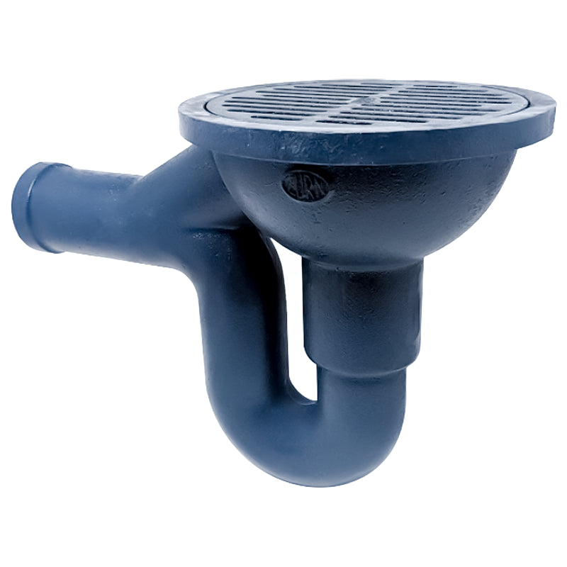 Zurn Z742-2SP 8" Light-Duty Top Drain w/ Integral Double Wall Trap, Side Outlet, Backwater Valve